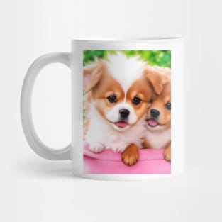 Cute puppies in a basket Mug